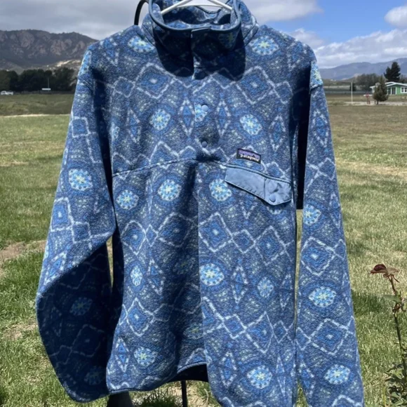 Rare Patagonia Honeycomb Blue Synchilla Fleece Pullover XS - Picture 2 of 9